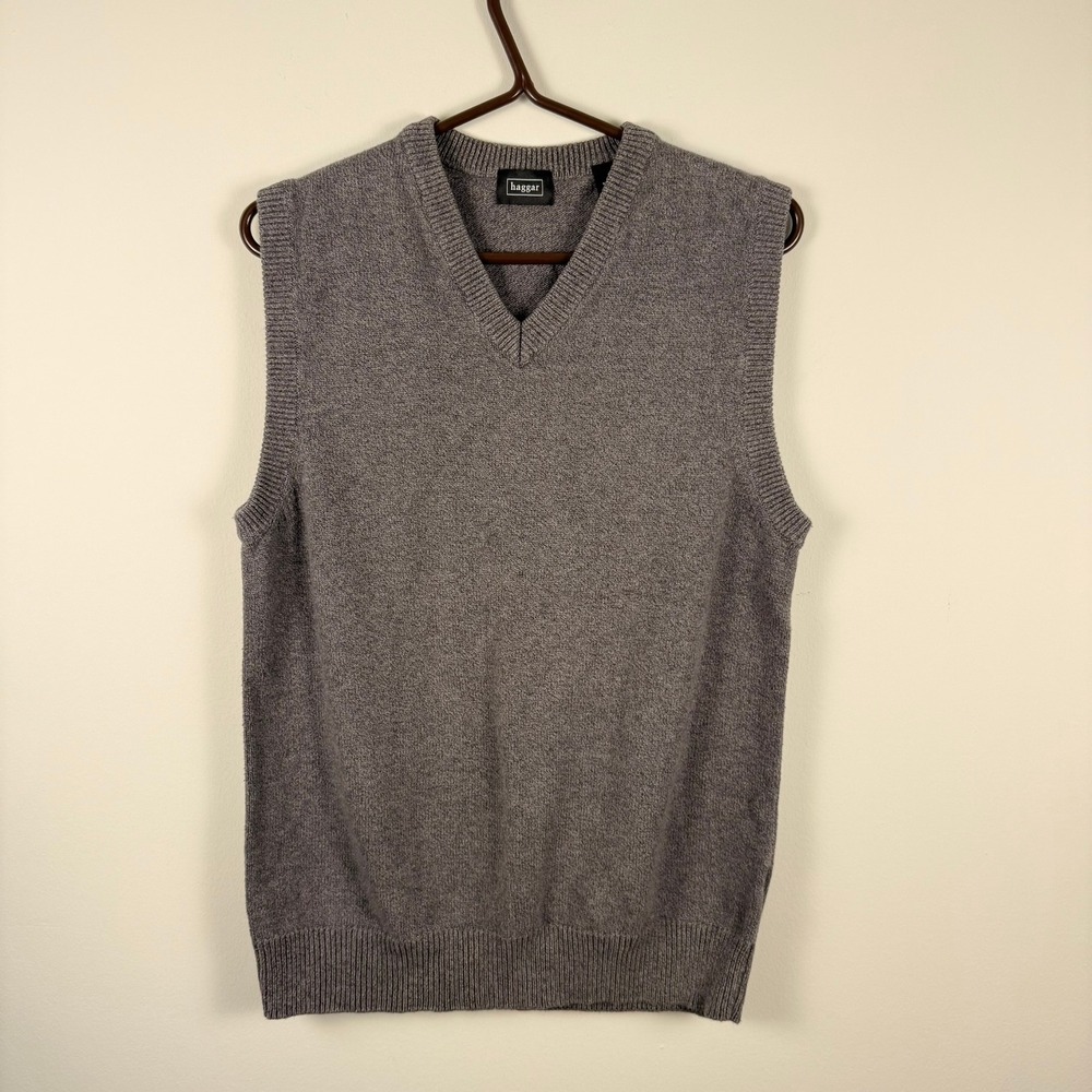 ✨3 for $20 Haggar Mens V-Neck Sweater Vest Heather Grey Sleeveless Knit MA279R S